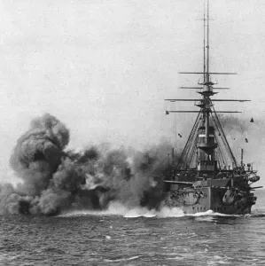 Duncan Prints: H. M. S. Duncan at gunnery practice