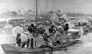 Morton Prints: H. M. Stanleys Expedition fighting the Bangala, Central Afri