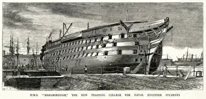 Moored Prints: H. M.s Marlborough, training college for Naval Engineer