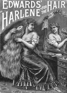 Toilet Prints: Hair brushing with Edwards Harlene for hair, 1895
