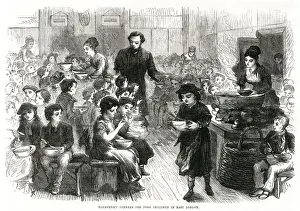 1870 Prints: Half penny dinners for poor children, East London 1870