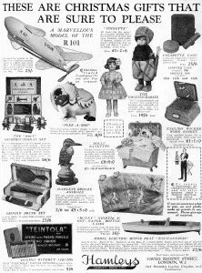 Shopping Prints: Hamleys Christmas presents advertisement, 1929