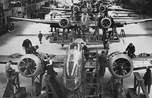Factories Prints: Hampden bombers in aircraft factory, WWII