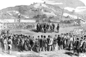 Landscape Prints: The Handing Over Ceremony at Ordnance Wharf, Balaklava, 1856