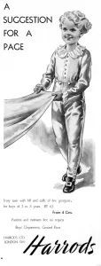 Advertisements Prints: Harrods advertisement - page boy outfit for a wedding