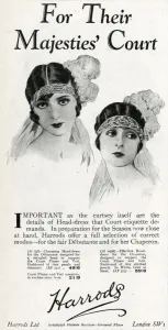 Feathered Prints: Harrods head-dress for court presentations