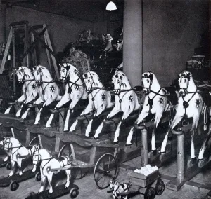 Store Prints: Harrods toy department, rocking horses, 1922