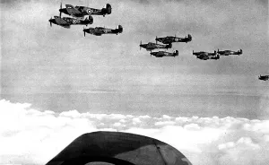 Hawker Prints: Hawker Hurricanes in formation; Second World War, 1940