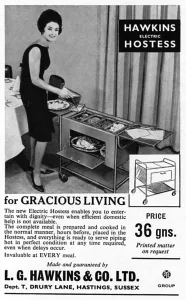 Hostess Prints: Hawkins electric hostess trolley advertisement