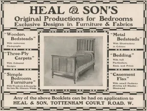 Bedrooms Prints: Heals Bed Advert