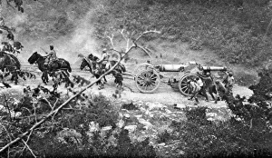 Part Prints: A heavy gun battery moving uphill during the Balkan campaign