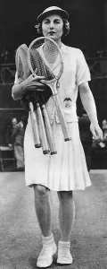 Tennis Prints: Helen Wills Moody (USA) on court at Wimbledon