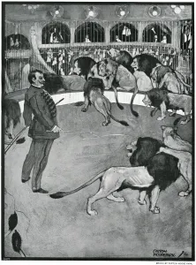 Lion Prints: Herr Seeth in a den of lions at the London Hippodrome