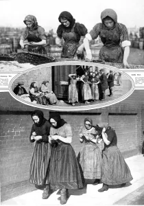 Knitting Prints: Herring Fleet Fisher Women, East Coast of Britain, 1913