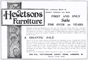 Store Prints: Hewetsons Furniture advertisement 1900