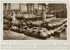 Factories Prints: High explosive shells ready for the final process at Creusot