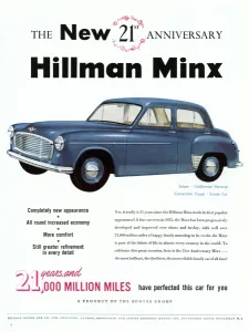 Saloon Prints: Hillman Minx car advertisement, 1953