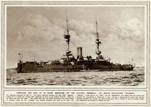Warships Prints: HMS Majestic battle-ship torpedoed and sunk 1915