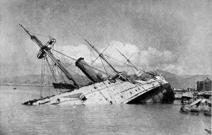 18th Prints: HMS Phoenix after the Hong-Kong Typhoon, September 1906