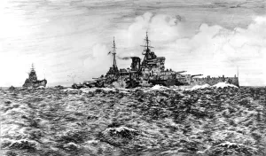 Sailing Prints: HMS Queen Elizabeth in the Mediterranean Sea, Second World