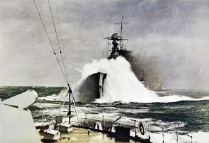 1935 Prints: HMS Royal Oak viewed from HMS Queen Elizabeth, 1935