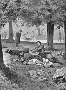 Homeless Prints: Homeless Men in a Royal Park, London, 1903