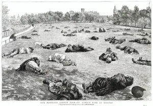 Park Prints: Homeless people catching up on sleep in St