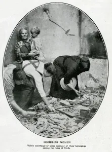 Destruction Prints: Homeless women at Melle, Belgium, WW1