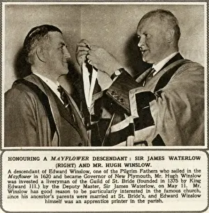 Edward Prints: Honouring a Mayflower descendant - Sir James Waterlow (right) and Mr. Hugh Winslow