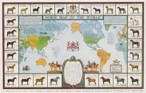 Breeds Prints: Horse Map of World 1936