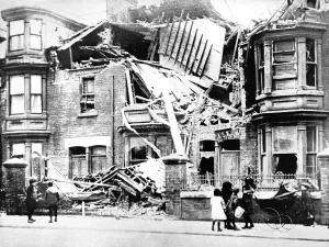 Shells Prints: A house in Cleveland Road, Hartlepool, wrecked by shells