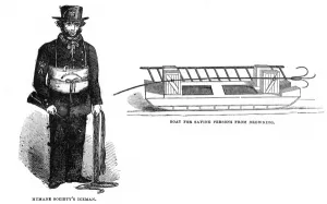 Lakes Prints: Humane Society Iceman and boat for rescuing