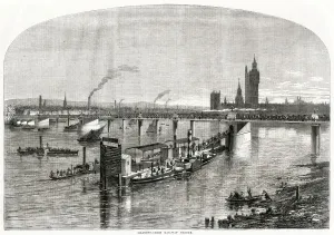 Pedestrian Prints: Hungerford railway and footbridge, River Thames, London
