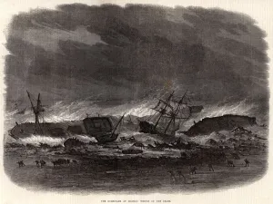 Beach Prints: Hurricane at Madras, India: wrecks on the beach