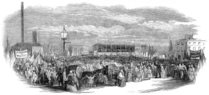 Prints of Engraving showing the crowd on Kennington Common for the Lambeth hustings, during the General Election of 1852 November Prints: The Hustings on Kennington Common, London, 1852