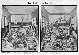 Huts Prints: Hut Life Illustrated, WW1 cartoon