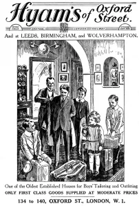 Luggage Prints: Hyams of Oxford Street, boys outfitters, advertisement