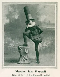 Prints of Ian Hassall, second of artist John Hassalls five children, pictured posing in his costume at the Mansion House Childrens Fancy Dress Ball in January 1911 July Prints: Ian Hassall, second of artist John Hassalls five children