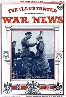 Munitions Prints: Illustrated War News - King decorates munition worker