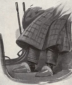 Feet Prints: Illustration of fur-lined foot gloves in the Tatler