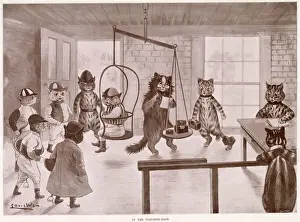 Sport Prints: Illustration by Louis Wain, showing cats as humans being weighed before a horse race
