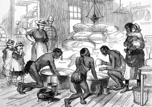 European Prints: Illustrations of the Zulu war. Natives in a farmhouse making
