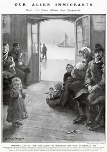 Trial Prints: Immigrants Awaiting Outside Court-Room, Blackwall Pier 1906
