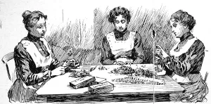 Table Prints: Immigrants making cigarettes in their lodgings, London, 1904