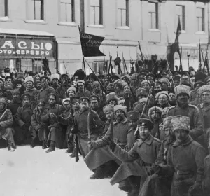 Marching Prints: Insurgent Soldiers Marching to the Duma