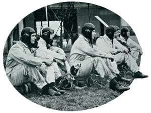 Goggles Prints: Interceptor aircraft pilots waiting to go up 1939