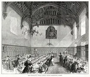Long Prints: Interior in the dinning-hall, female orphan asylum in Beddington, Surrey. Date: 1875