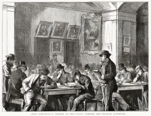 Table Prints: Interior of the free public Library and Museum, Liverpool. Date: 1875