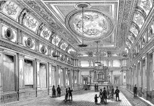 1880 Prints: Interior of Holborn Townhall, London, 1880