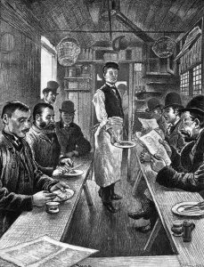 Eating Prints: An interior of a London cabmens shelter, 1890